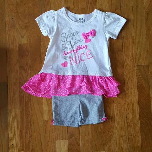 NWT Pink Polkadots Ruffles & Bows Dress & Shorts - Picture 2 of 8